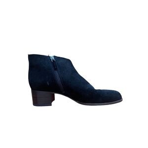 Franco Sarto Womens Black Suede Zip Block Heels Ankle Boots Booties Size 8M
